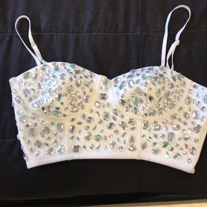 White sparkly crop top